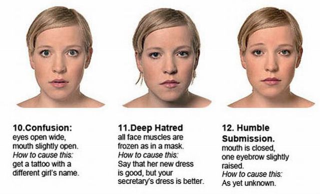 Women facial expressions (4 pics)