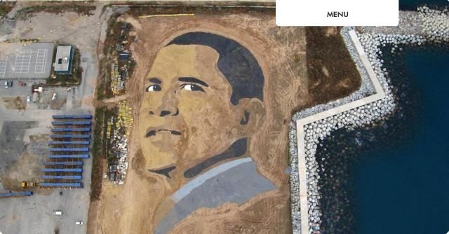 Sand Obama portrait (8 photos)