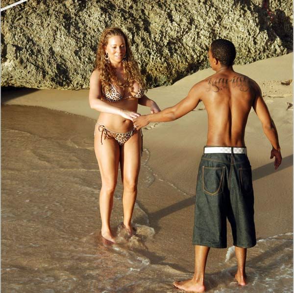 bikini mariah carey with husband in a beach