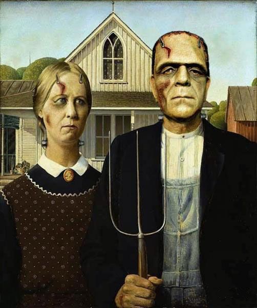 Famous monsters from movies on classic paintings (35 pics)