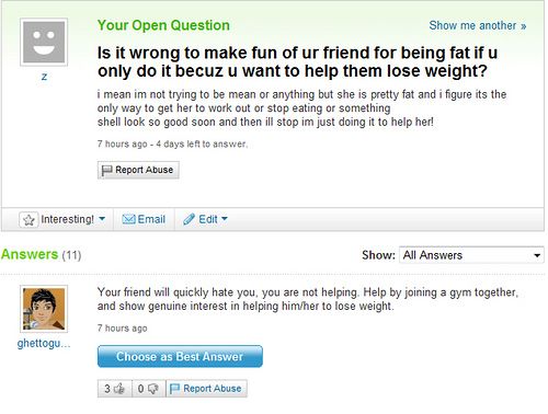 Funny Yahoo questions and answers (58 stories)