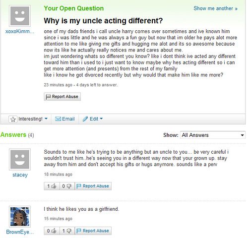 Funny Yahoo questions and answers (58 stories)