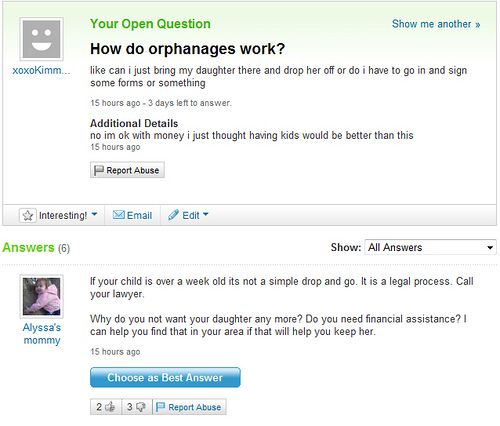 Funny Yahoo questions and answers (58 stories)