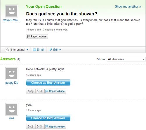 Funny Yahoo questions and answers (58 stories)