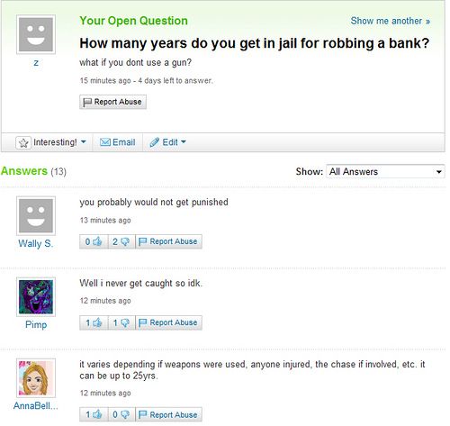 Funny Yahoo questions and answers (58 stories)