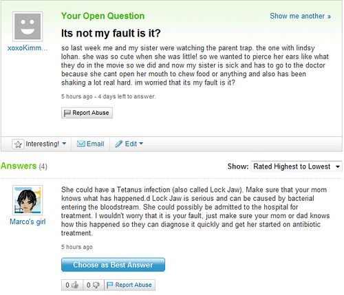 Funny Yahoo questions and answers (58 stories)