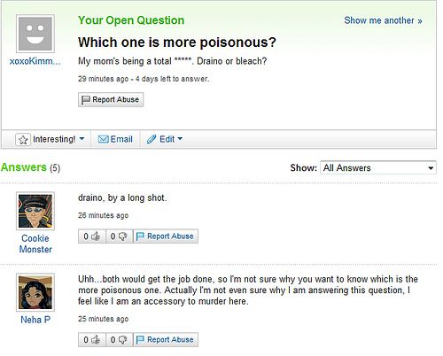 Funny Yahoo questions and answers (58 stories)
