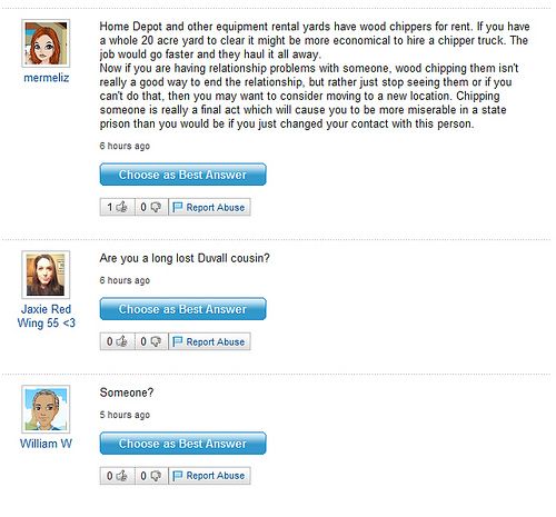Funny Yahoo questions and answers (58 stories)