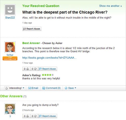 Funny Yahoo questions and answers (58 stories)