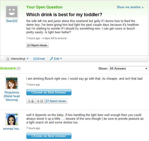 Funny Yahoo questions and answers (58 stories)