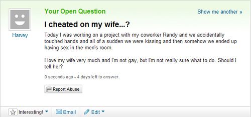 Funny Yahoo questions and answers (58 stories)