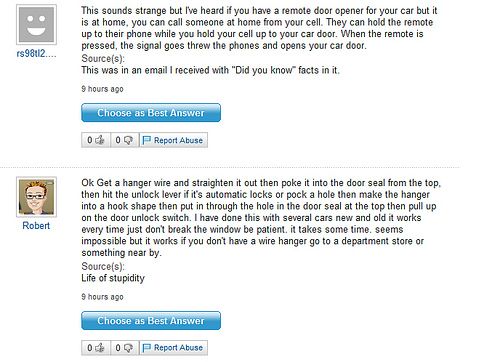 Funny Yahoo questions and answers (58 stories)