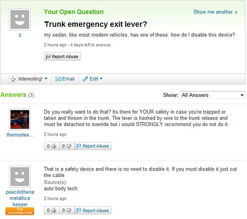 Funny Yahoo questions and answers (58 stories)