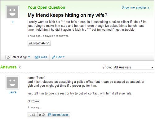 Funny Yahoo questions and answers (58 stories)