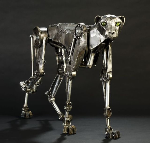 Mechanical cheetah in Steampunk style (6 photos + 1 gif)