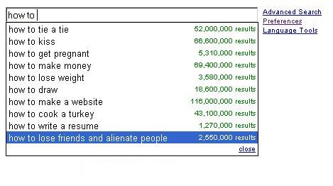 What do people google for? (33 screens)