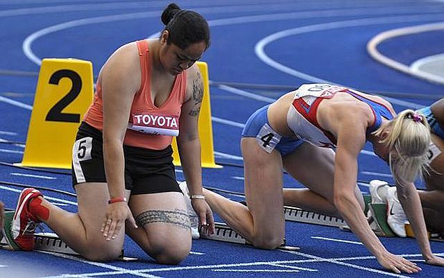 210 lb female Samoan shot-putter participated in World Championships 100m!! (11 pics)