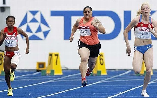 210 lb female Samoan shot-putter participated in World Championships 100m!! (11 pics)
