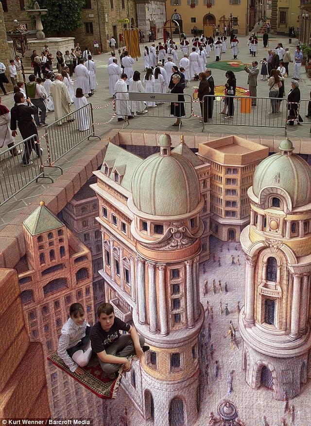 The amazing 3D chalk drawings of the street artist Kurt Wenners (12 pics)