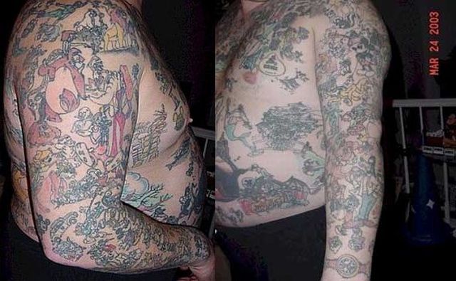 Man with Disneyland cartoons tattoos (15 pics)