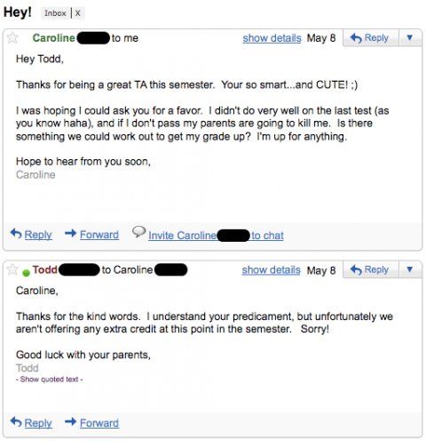 How to ask a sexual favor to your teacher and fail (2 pics)