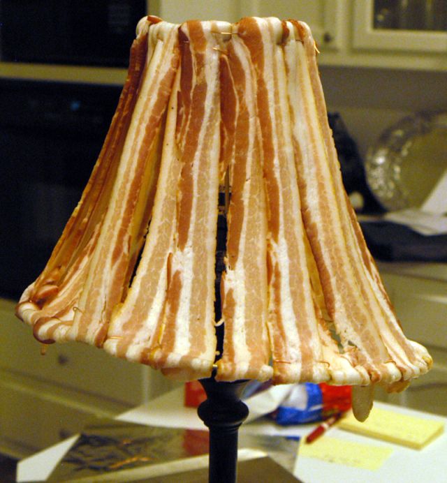 Unusual Lamp Shade Made with Bacon! (12 pics)
