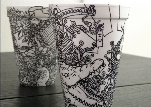 Amazing Sharpie Art on Styrofoam Cups (79 pics + 1 video)