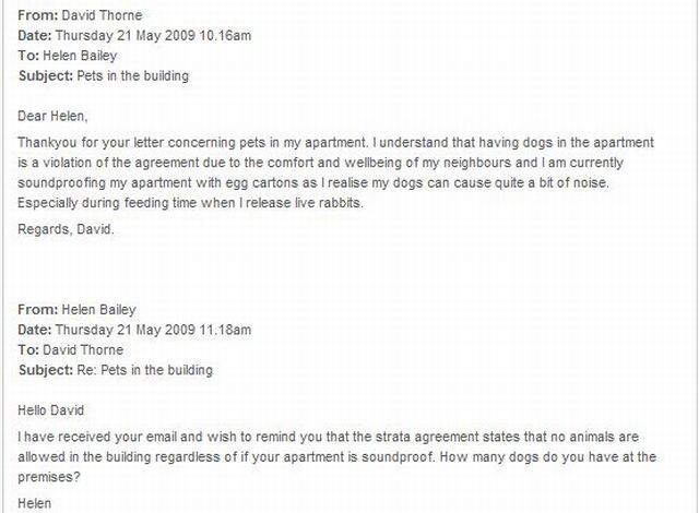 Funny Emails about ‘Pets in the building’ (6 pics)