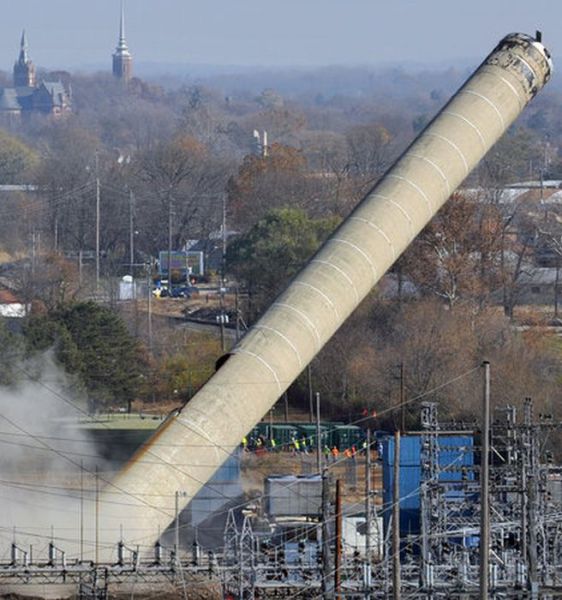 A Tower Crushes Surrounding Buildings in Ohio