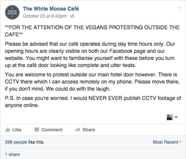 Restaurant Owner Gets into a Heated Online Battle with the Vegan Community