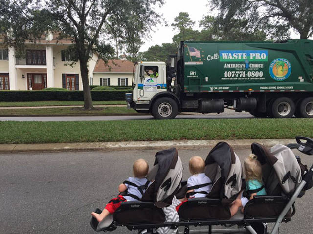 Cute Story About 2-Year-Old Triplets Who Became Friends With Their Local Garbage Collectors