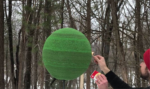Guy Burns A Sphere He Made Over 10 Months Using 42000 Matches
