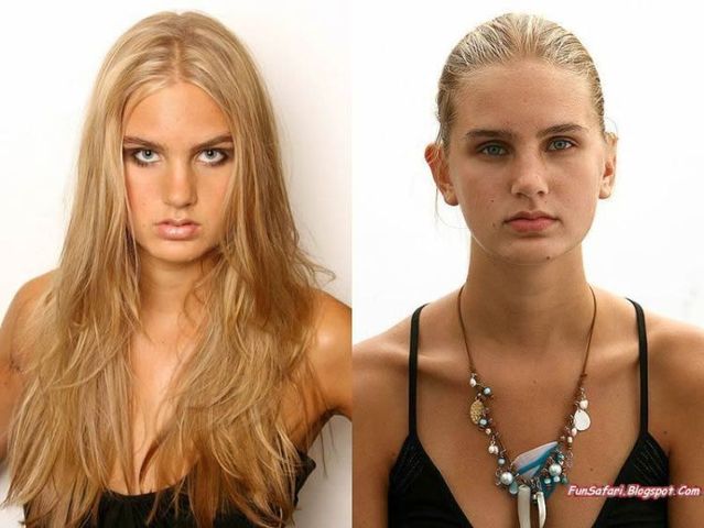 With and without make-up. See the difference! (8 photos)