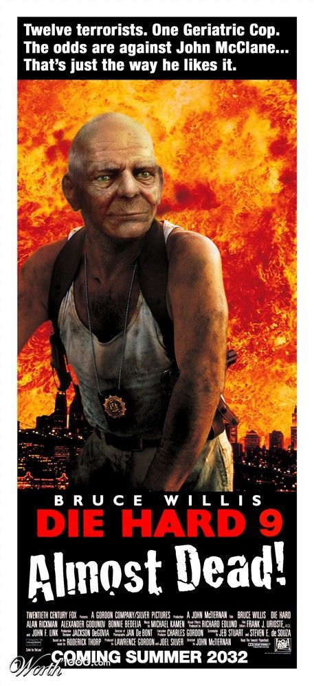 Funny photomontage – Posters with aged cinema heroes (32 photos)