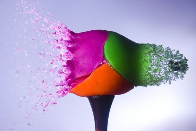 Great shots made in the moment of explosion of different objects by bullets (26 photos)