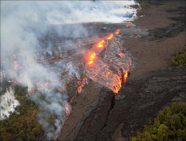 Eruption of Kilauea Volcano in Hawaii