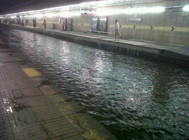 Flooded Barcelona Subway Station